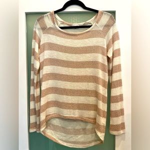Splendid Striped Metallic Rayon Cotton Sweater. Size Small. Cream